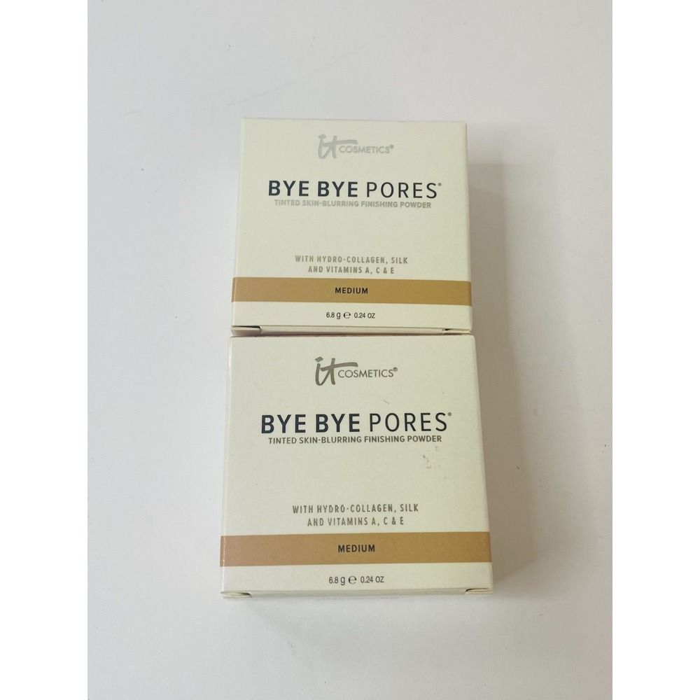 It Cosmetics Bye Bye Pores Finishing Powder Medium Tinted Skin-Blurring Lot 2